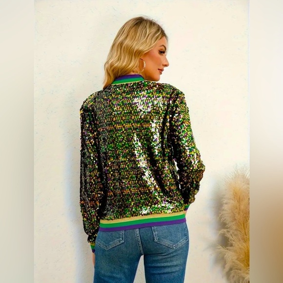 Mardi Gras Sequin Bomber Jacket - Picture 5 of 7